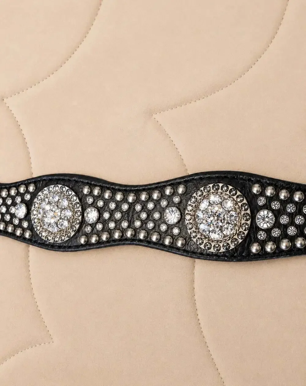 Nocona Black Croc Print Leather Belt Rhinestone Concho Western Cowgirl M